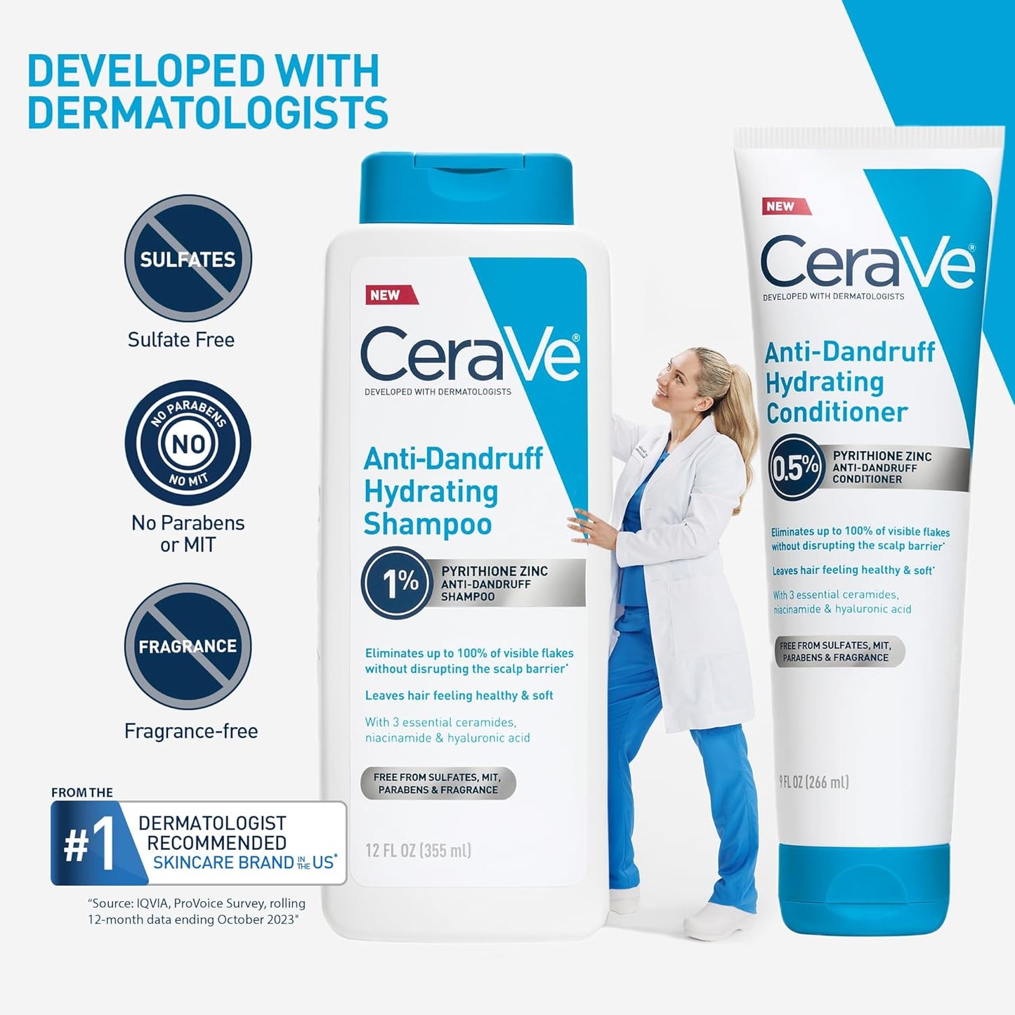 Hydrating Anti Dandruff Conditioner. 0.5% Pyrithione Zinc Dandruff Treatment With Ceramides. Hyaluronic Acid & Niacinamide. Helps Eliminate Flakes & Reduce Itchy Scalp. Sulfate Free Conditioner
