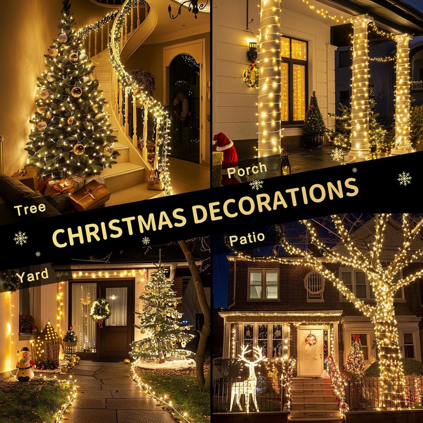 200 LED String Lights Indoor Outdoor Clear Wire. Connectable Warm White Christmas String Lights for Bedroom. 66 Ft Twinkle Fairy String Lights Plug in for Home Wedding Tree Yard Patio Spring