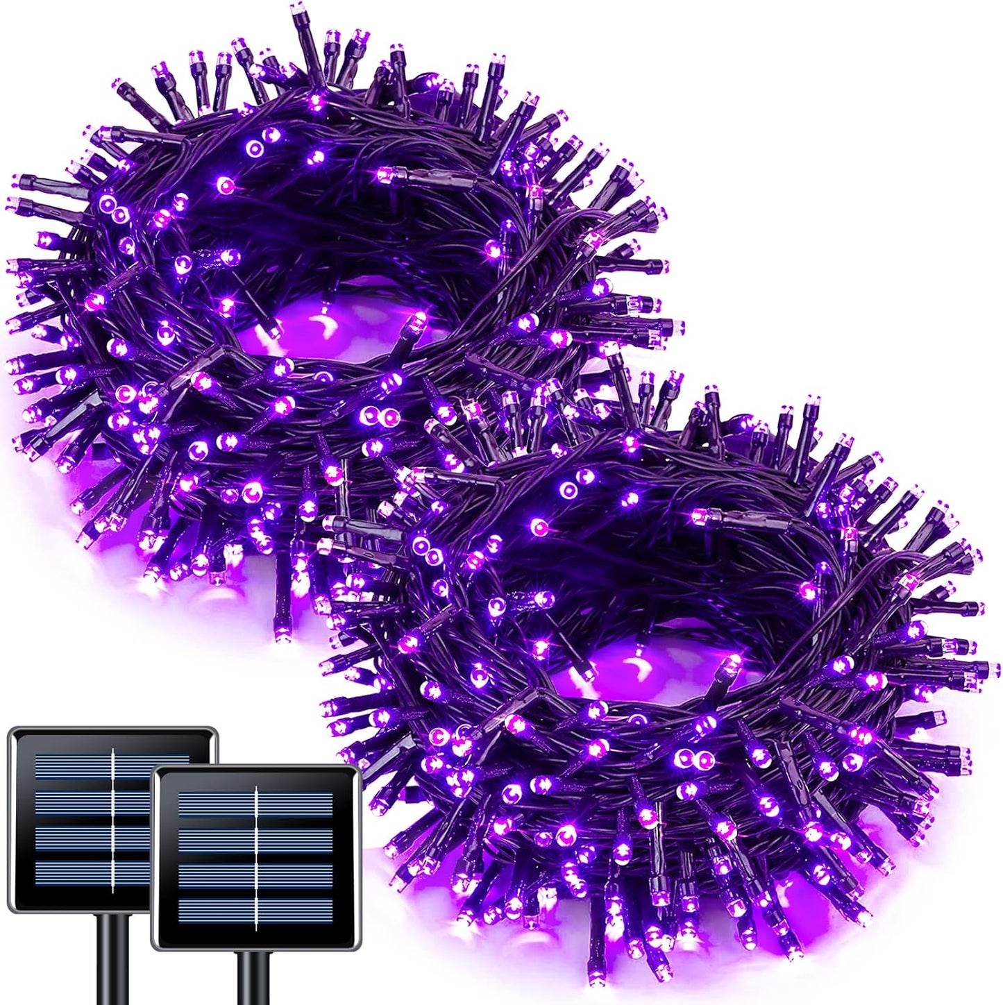2 Pack Red White and Blue Solar Lights 100LED 33ft Patriot Solar String Lights Waterproof. 8 Modes 4th of July Lights for Independence Day. Gardens. Tree. Outdoor 4th of July Decorations