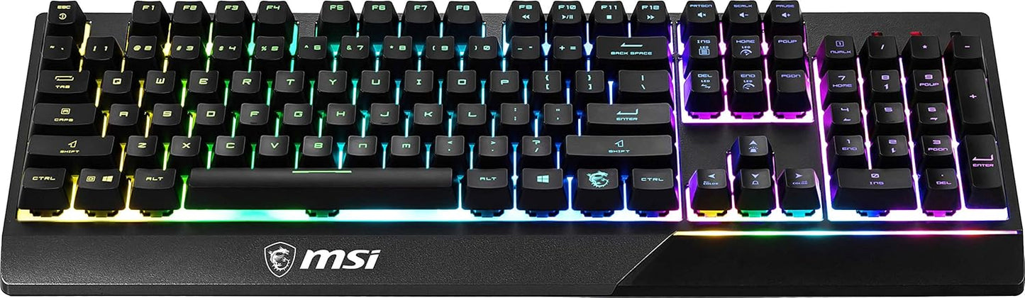 Vigor GK30 RGB Gaming Keyboard. 6-Zone RGB Lighting. Water Repellent & Splash-Proof. Mechanical-Like Plunger Switches. Black