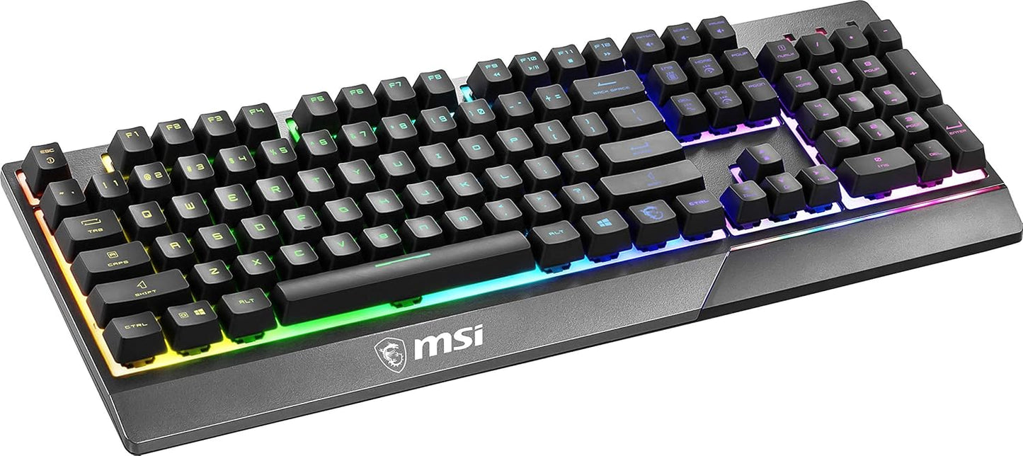 Vigor GK30 RGB Gaming Keyboard. 6-Zone RGB Lighting. Water Repellent & Splash-Proof. Mechanical-Like Plunger Switches. Black