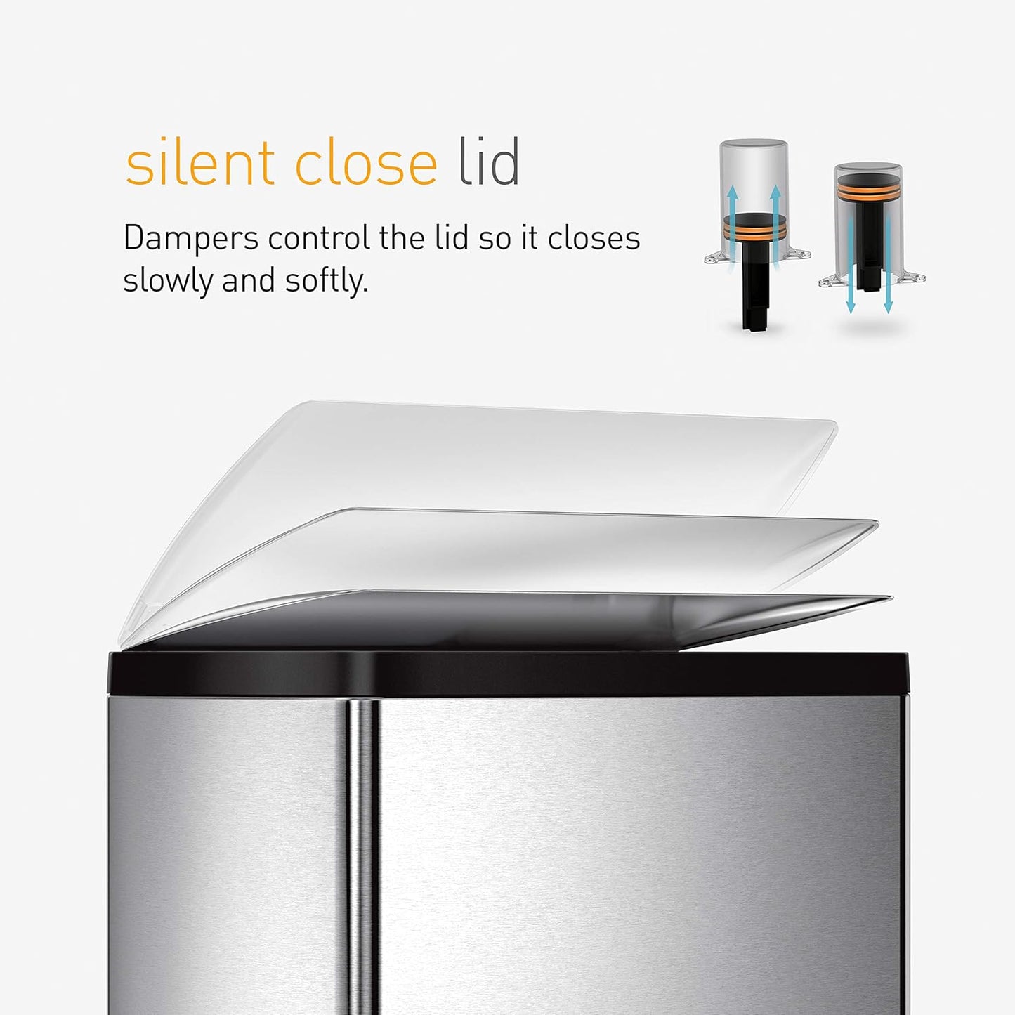 Rectangular Dual Compartment Recycling Kitchen Step Trash Can. 46 Liter. Brushed Stainless Steel