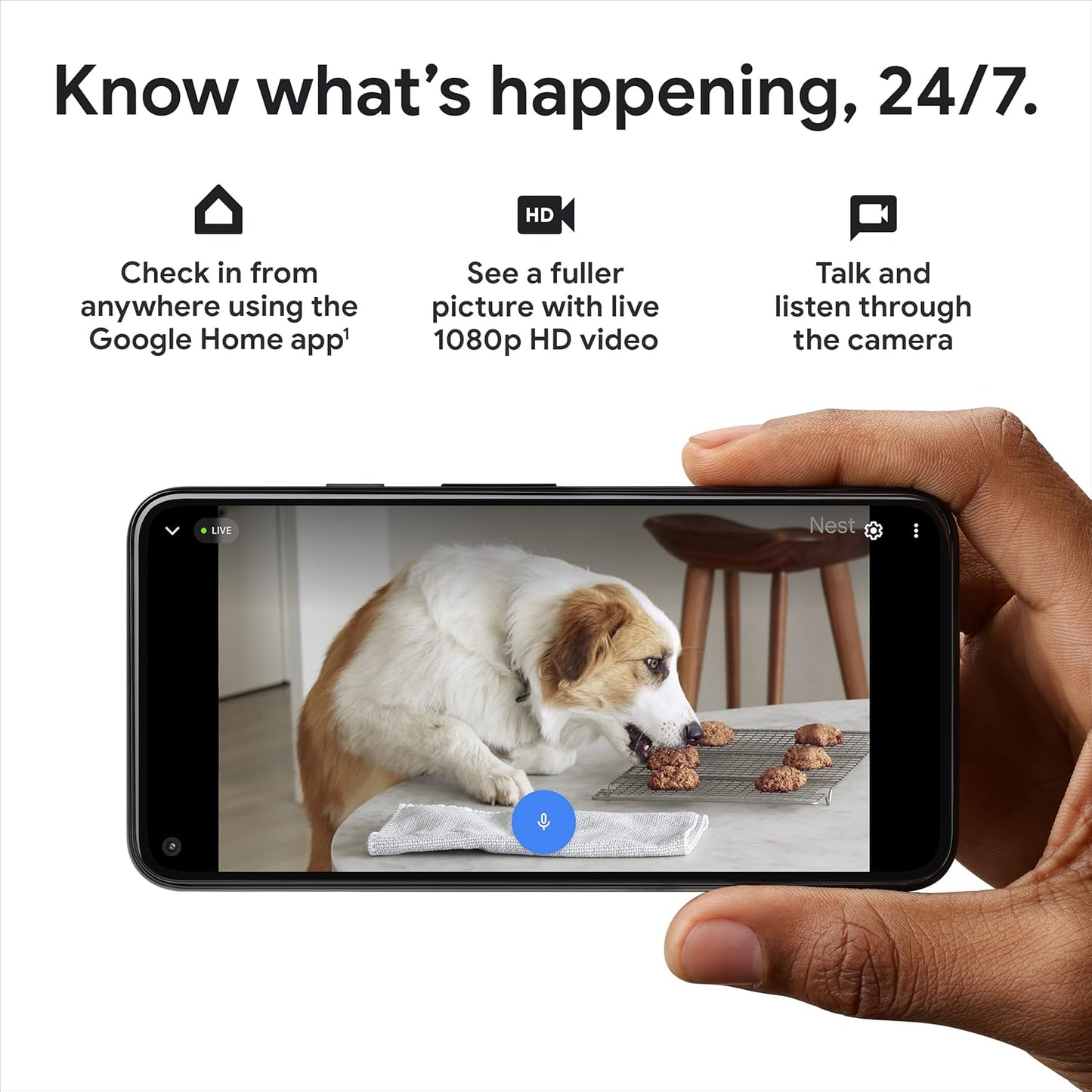 indoor Nest Security Cam 1080p (Wired) - 2nd Generation - Snow