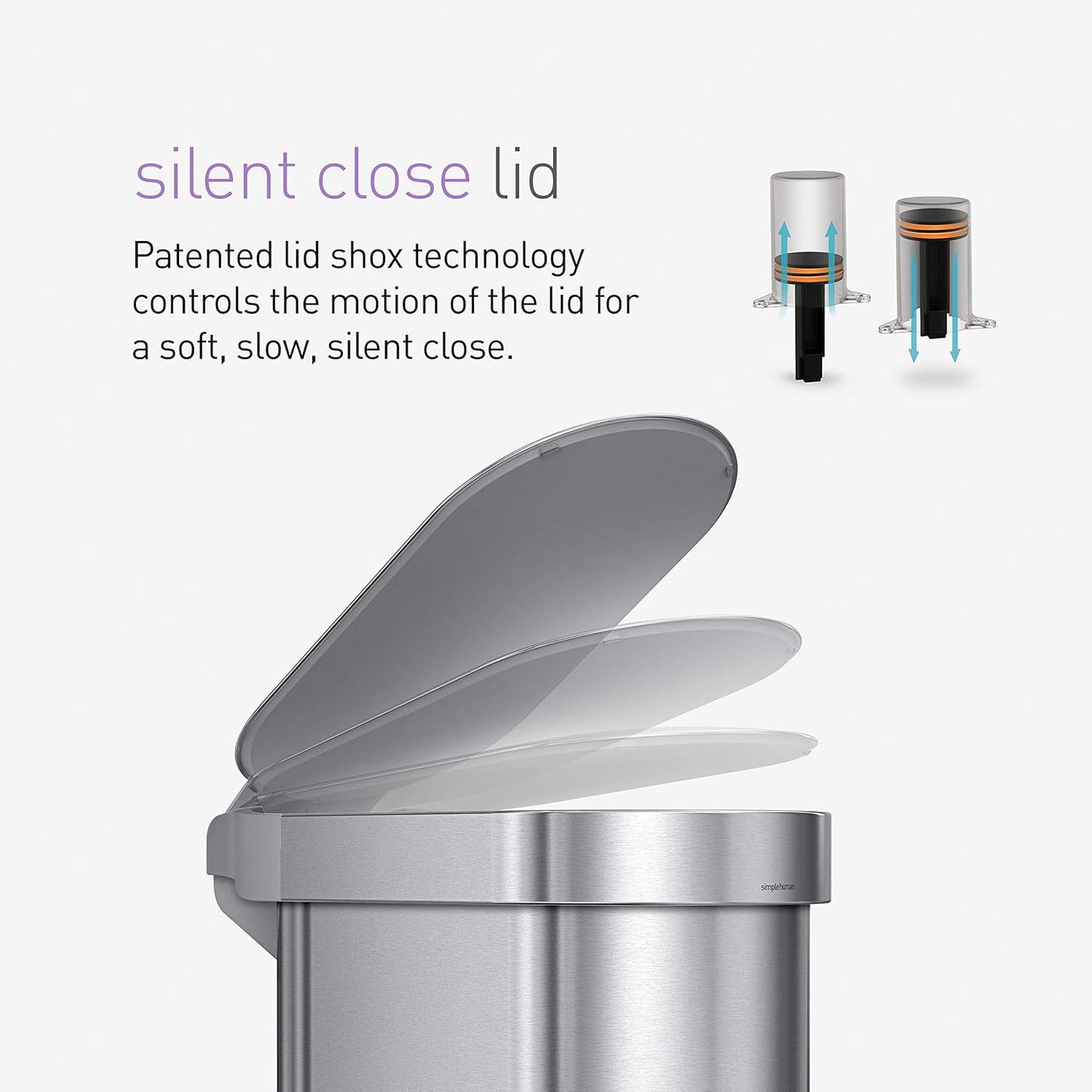 45 Liter / 12 Gallon Slim Hands-Free Kitchen Step Trash Can. Brushed Stainless Steel
