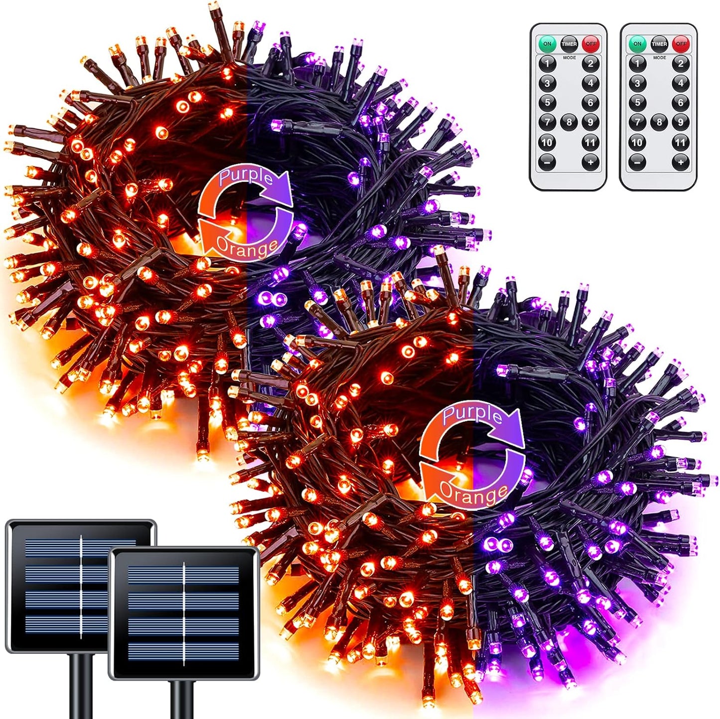 2 Pack Red White and Blue Solar Lights 100LED 33ft Patriot Solar String Lights Waterproof. 8 Modes 4th of July Lights for Independence Day. Gardens. Tree. Outdoor 4th of July Decorations