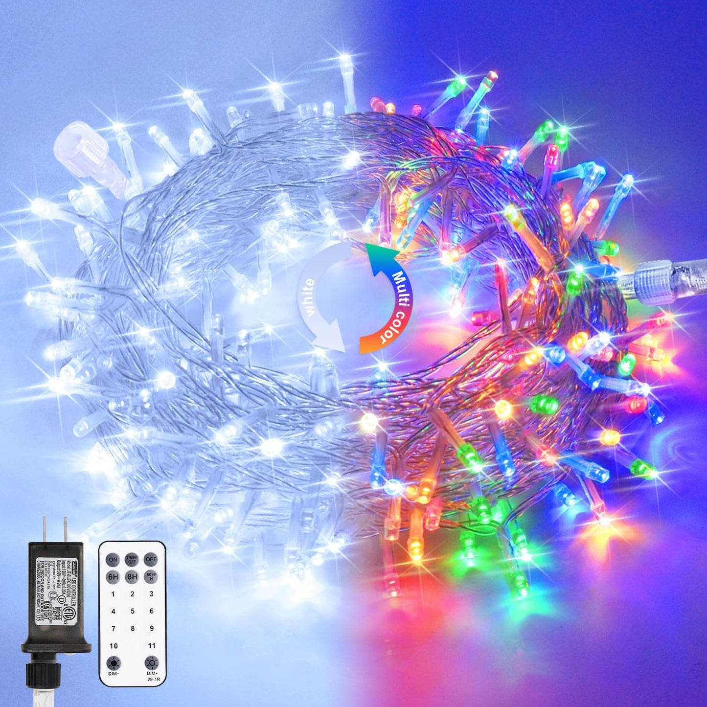4th of July Decorations 100 LED String Lights Indoor. 33ft Red White and Blue Lights Plug-in. 8 Modes Patriotic 4th of July Lights for Indoor Outdoor Independence Day American Flag Holiday