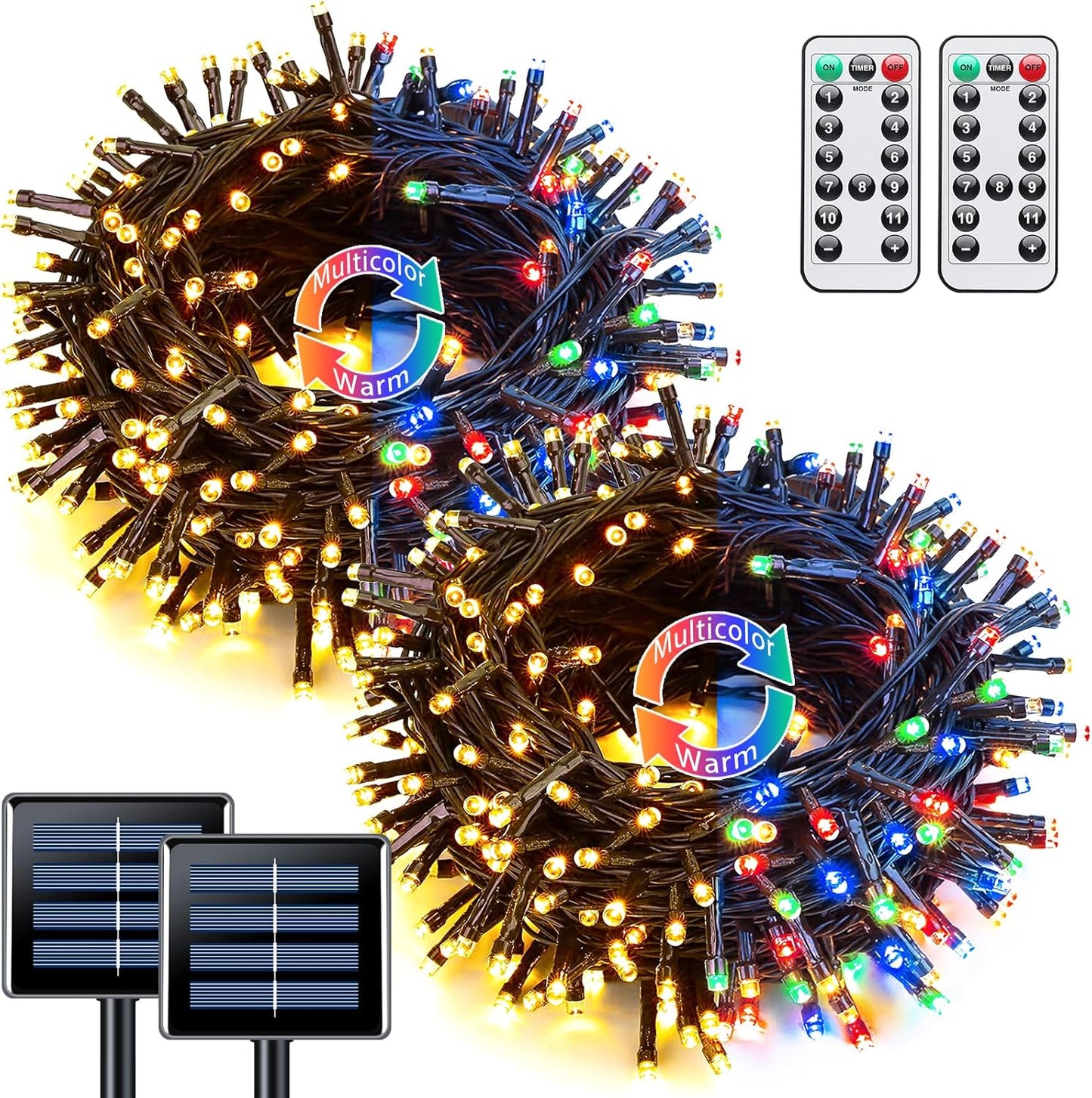 2 Pack Red White and Blue Solar Lights 100LED 33ft Patriot Solar String Lights Waterproof. 8 Modes 4th of July Lights for Independence Day. Gardens. Tree. Outdoor 4th of July Decorations