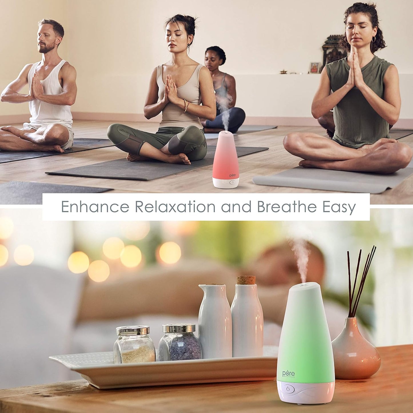 Essential Oil Diffuser - Compact Ultrasonic Aromatherapy Diffuser. Natural Air Deodorizer. 100ml Water Tank. and Optional Mood Light - Lasts Up to 7 Hours with Auto Shut-Off