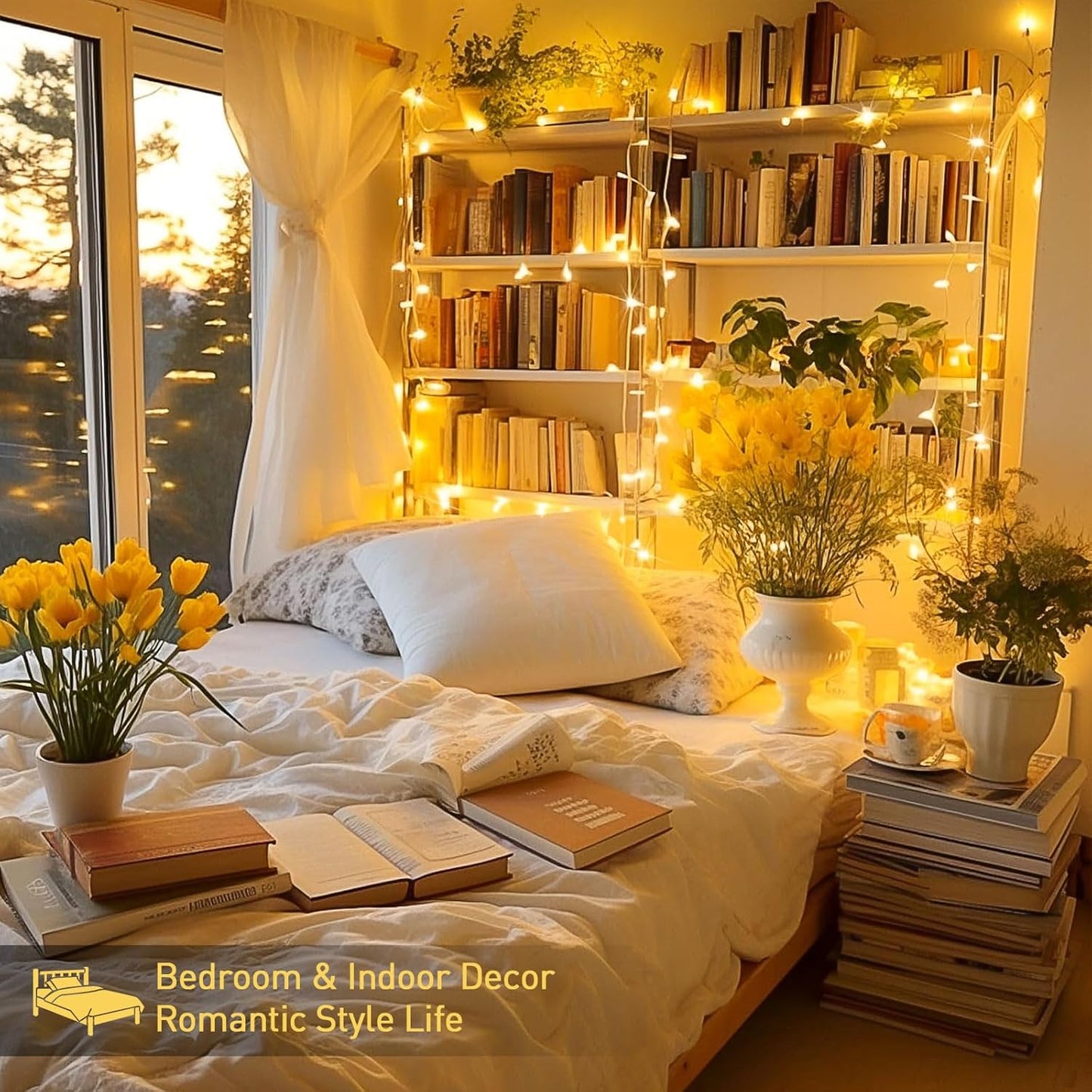 200 LED String Lights Indoor Outdoor Clear Wire. Connectable Warm White Christmas String Lights for Bedroom. 66 Ft Twinkle Fairy String Lights Plug in for Home Wedding Tree Yard Patio Spring