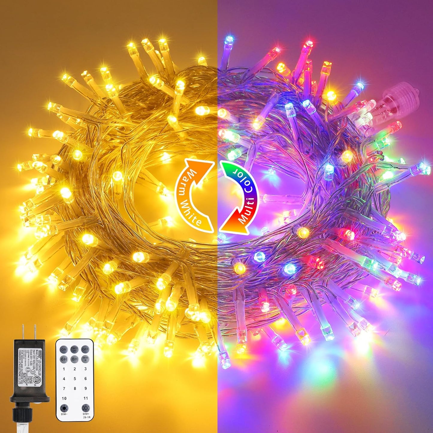 200 LED String Lights Indoor Outdoor Clear Wire. Connectable Warm White Christmas String Lights for Bedroom. 66 Ft Twinkle Fairy String Lights Plug in for Home Wedding Tree Yard Patio Spring
