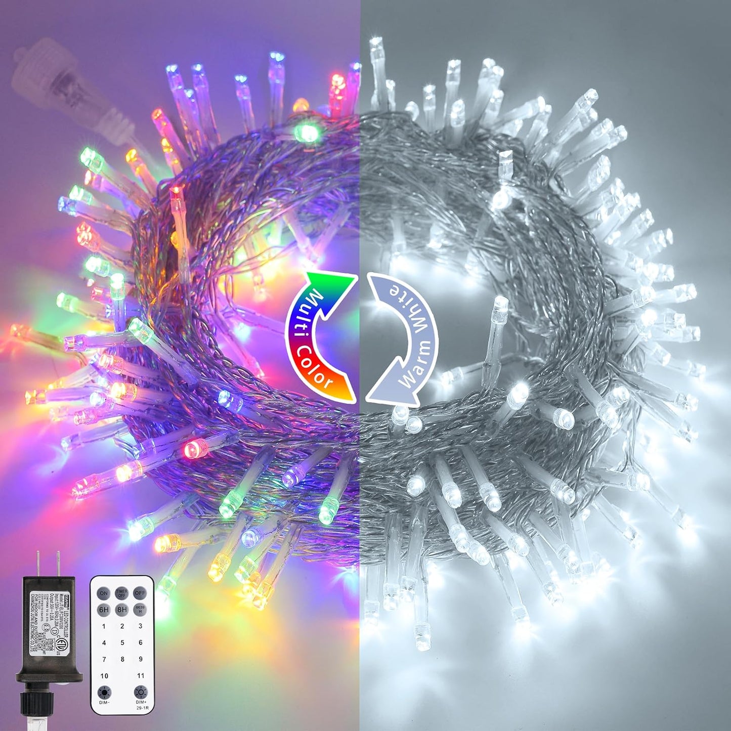 200 LED String Lights Indoor Outdoor Clear Wire. Connectable Warm White Christmas String Lights for Bedroom. 66 Ft Twinkle Fairy String Lights Plug in for Home Wedding Tree Yard Patio Spring
