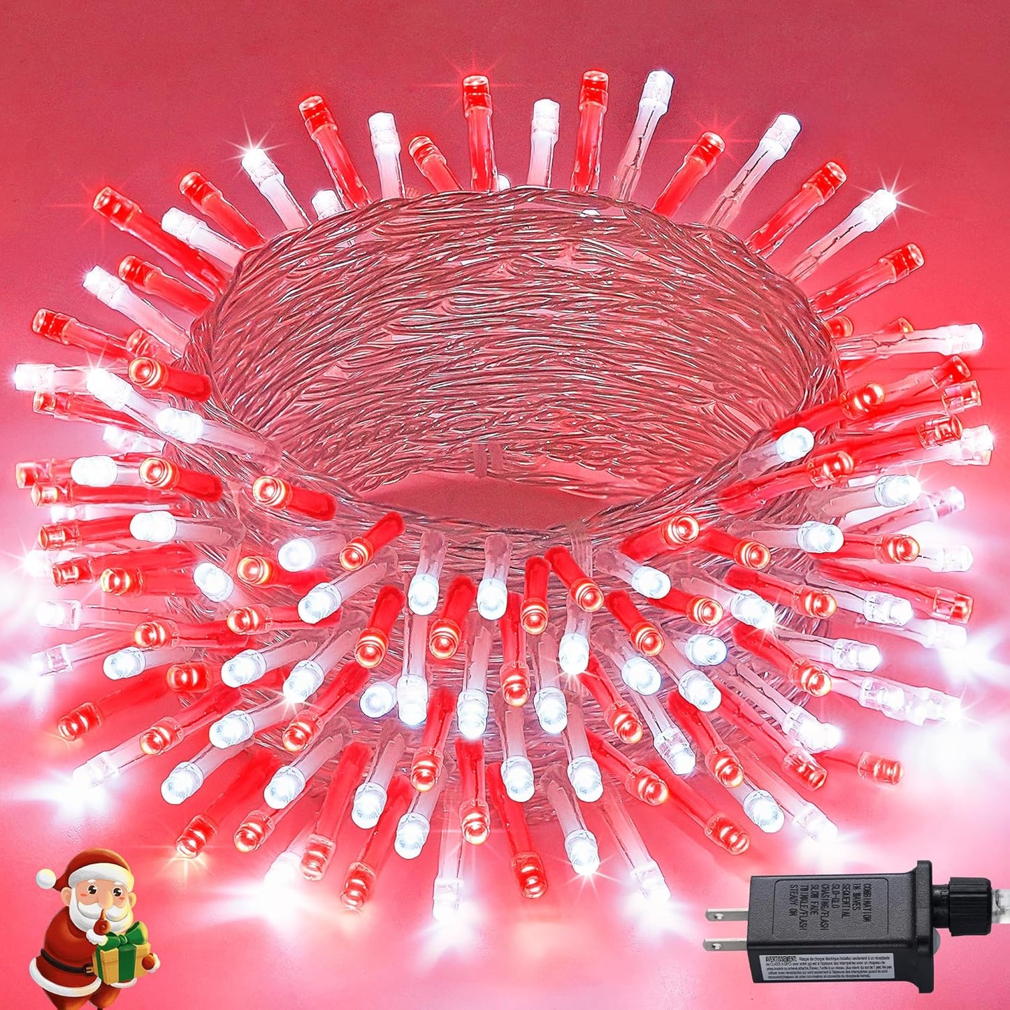 4th of July Decorations 100 LED String Lights Indoor. 33ft Red White and Blue Lights Plug-in. 8 Modes Patriotic 4th of July Lights for Indoor Outdoor Independence Day American Flag Holiday
