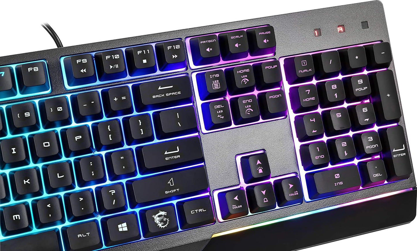 Vigor GK30 RGB Gaming Keyboard. 6-Zone RGB Lighting. Water Repellent & Splash-Proof. Mechanical-Like Plunger Switches. Black
