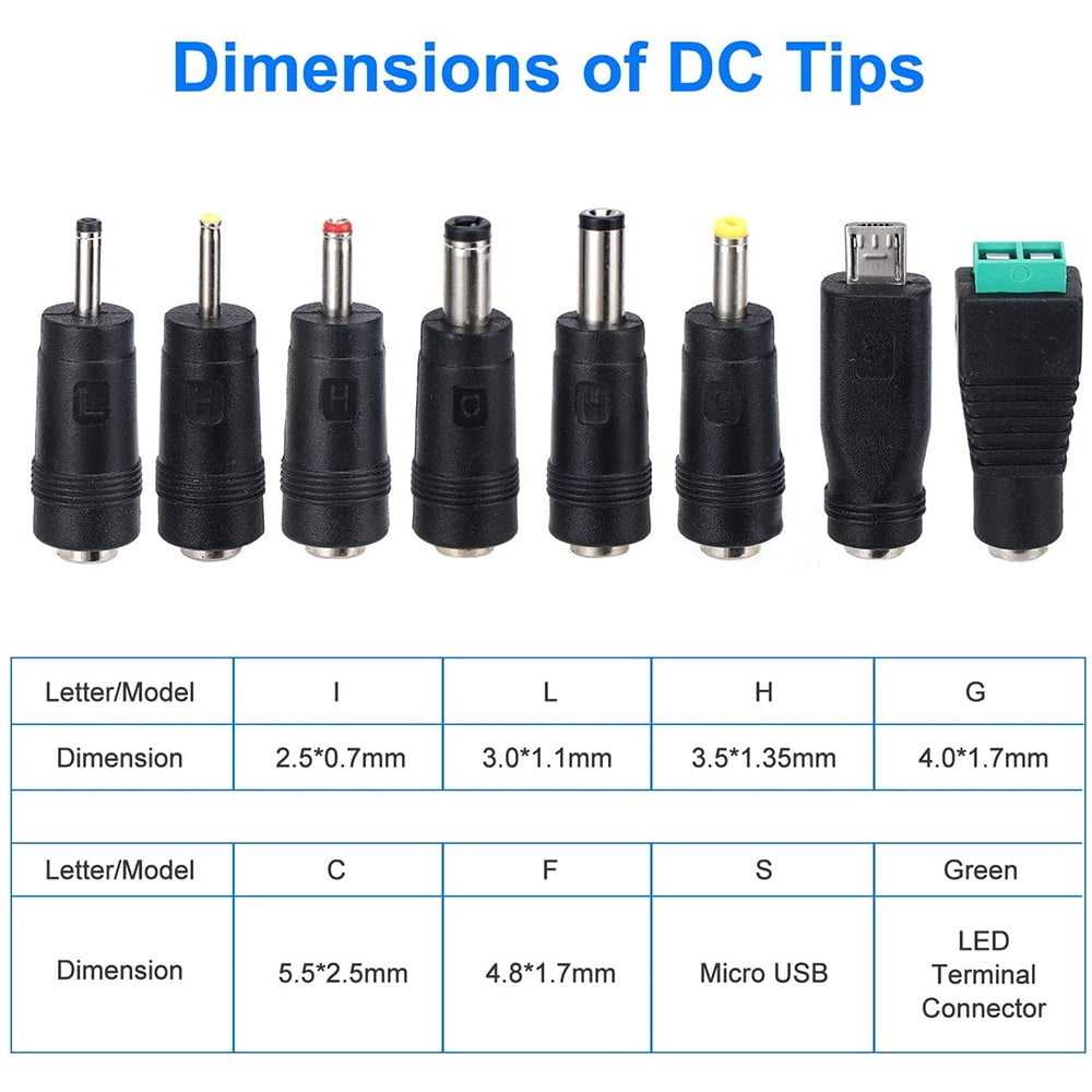 12W Universal AC/DC Adapter Switching Power Supply with 8 Selectable Adapter Tips, for 3V to 12V Household Electronics