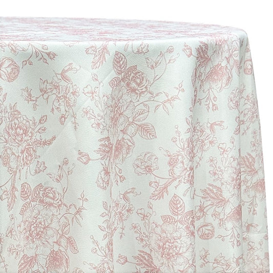 French Toile (Poly Print) Table Linen in Dusty Rose