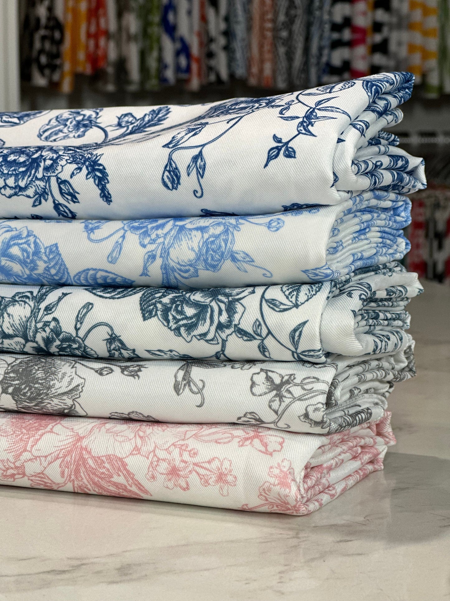 French Toile (Poly Print) Table Linen in Sage