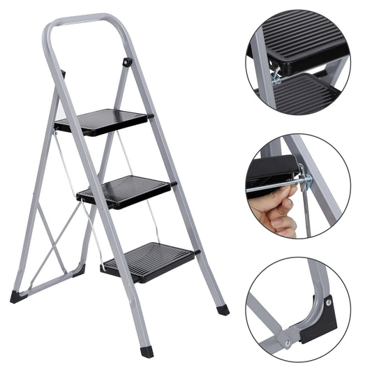 ZENY 3 Step Ladder Folding Step Stool Wide Anti-Slip Platform 330lbs Capacity