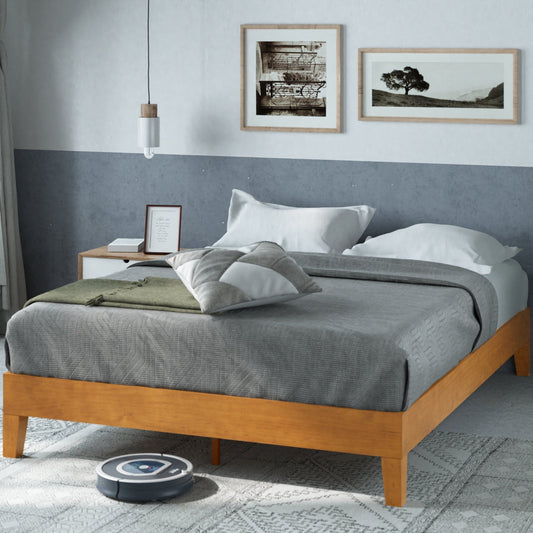 Zinus Alexia 12" Deluxe Wood Platform Bed Frame, Rustic Pine, Queen