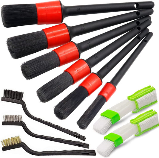 11Pcs Car Cleaning Brushes,Auto Detailing Brushes Set for Cleaning Wheels, Car Interior Detailing Kit for Cars,Tire Brush,Chemical Guys, Exterior, Leather, Air Vents Car Detailing Kit