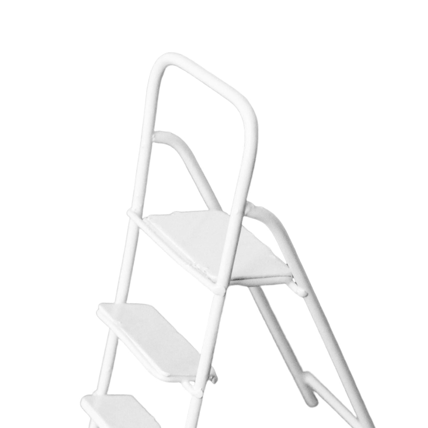 1:12 Miniature Ladder with Wide Pedal 1/12 Mini 3 Step Ladder for Yard Decor White