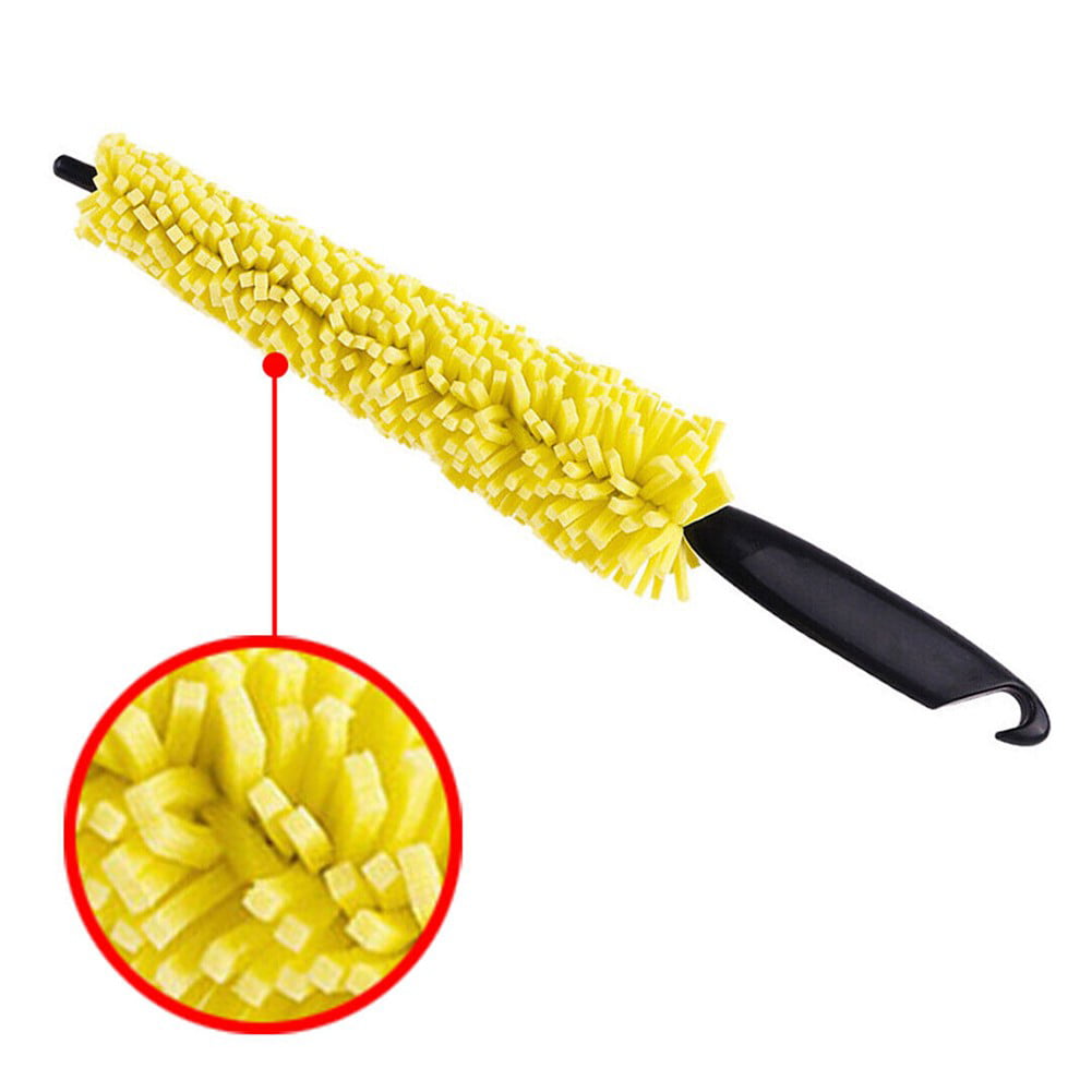 1X Yellow Sponge Car Auto Wheel Hub Brush Tire Tyre Rim Cleaner Tool Accessories