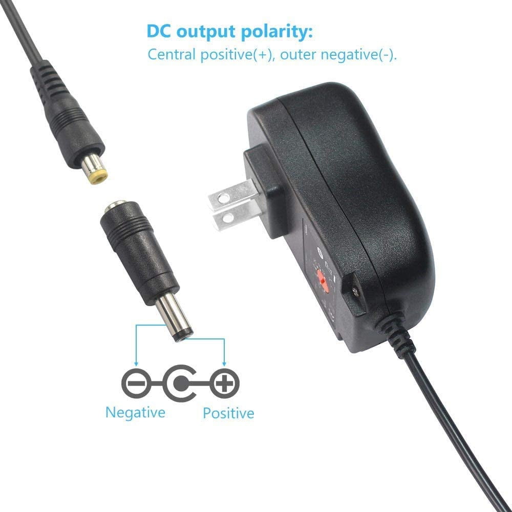 12W Universal AC/DC Adapter Switching Power Supply with 8 Selectable Adapter Tips, for 3V to 12V Household Electronics