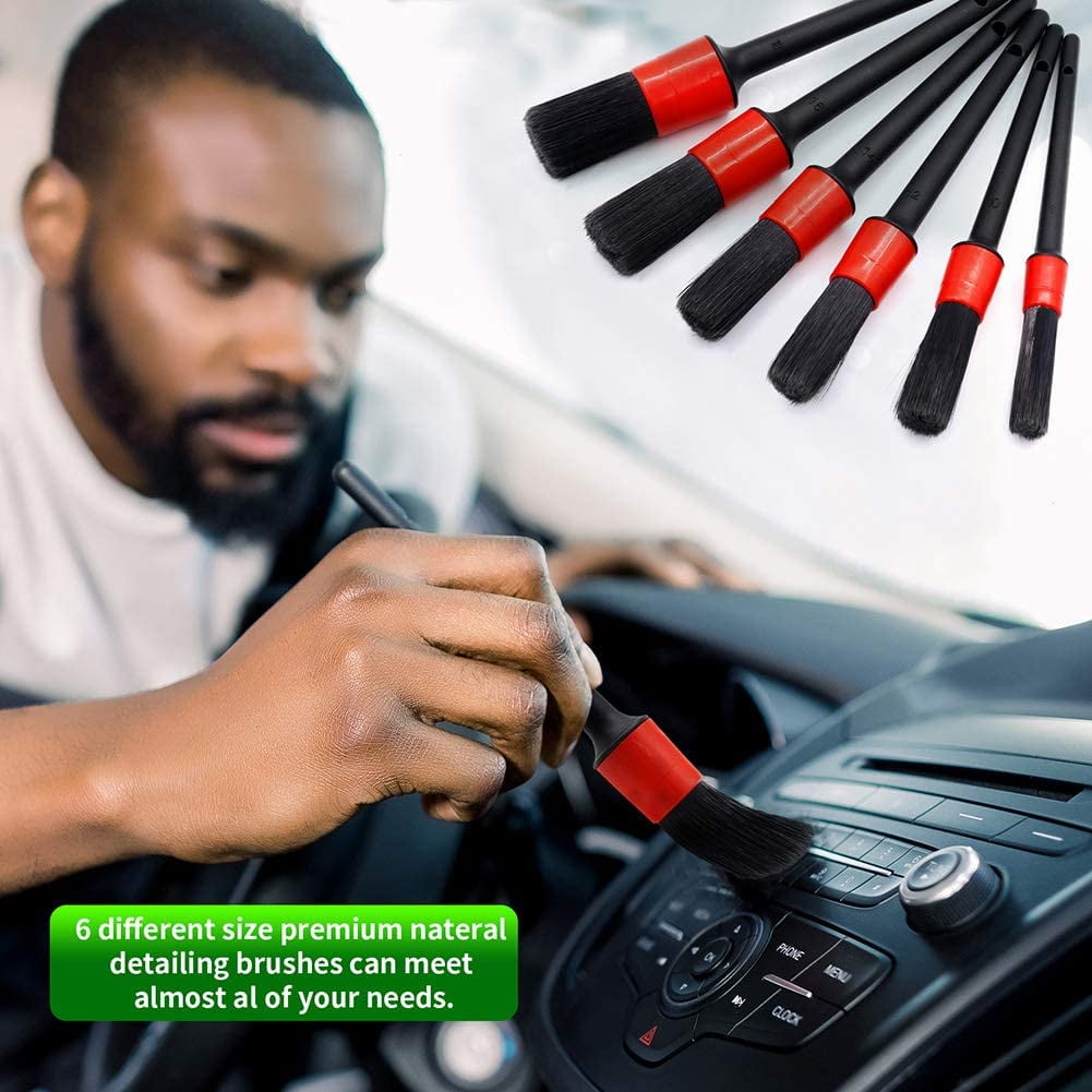 11Pcs Car Cleaning Brushes,Auto Detailing Brushes Set for Cleaning Wheels, Car Interior Detailing Kit for Cars,Tire Brush,Chemical Guys, Exterior, Leather, Air Vents Car Detailing Kit