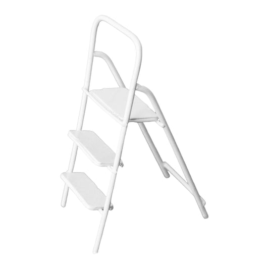 1:12 Miniature Ladder with Wide Pedal 1/12 Mini 3 Step Ladder for Yard Decor White
