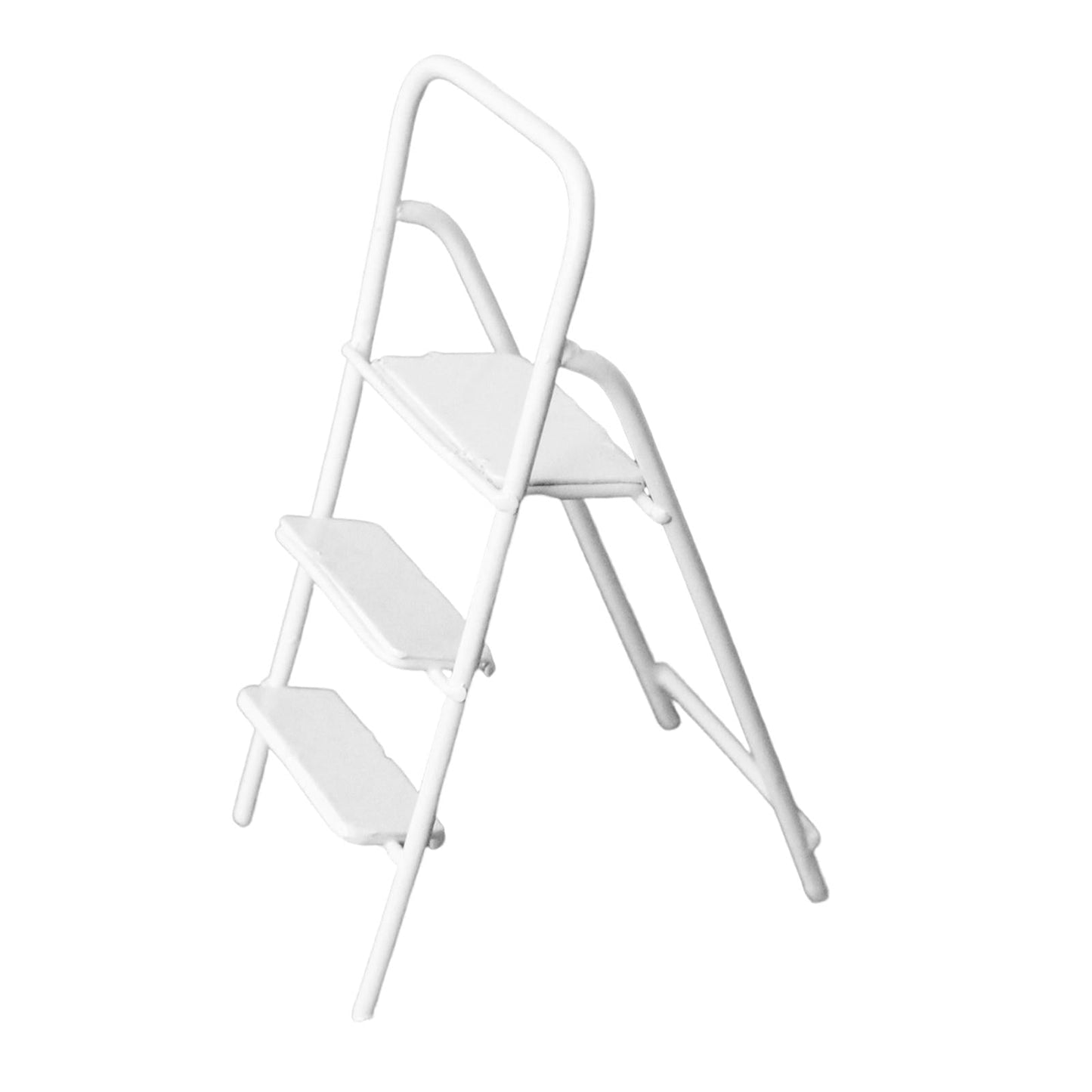 1:12 Miniature Ladder with Wide Pedal 1/12 Mini 3 Step Ladder for Yard Decor White