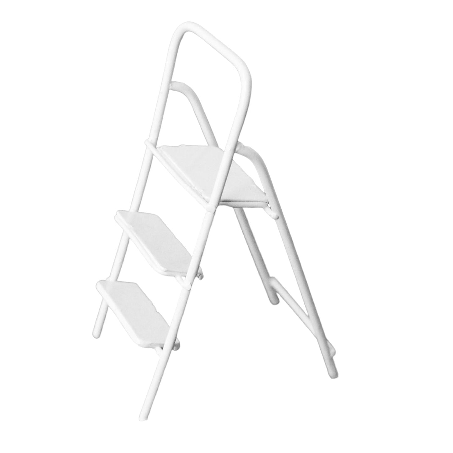1:12 Miniature Ladder with Wide Pedal 1/12 Mini 3 Step Ladder for Yard Decor White