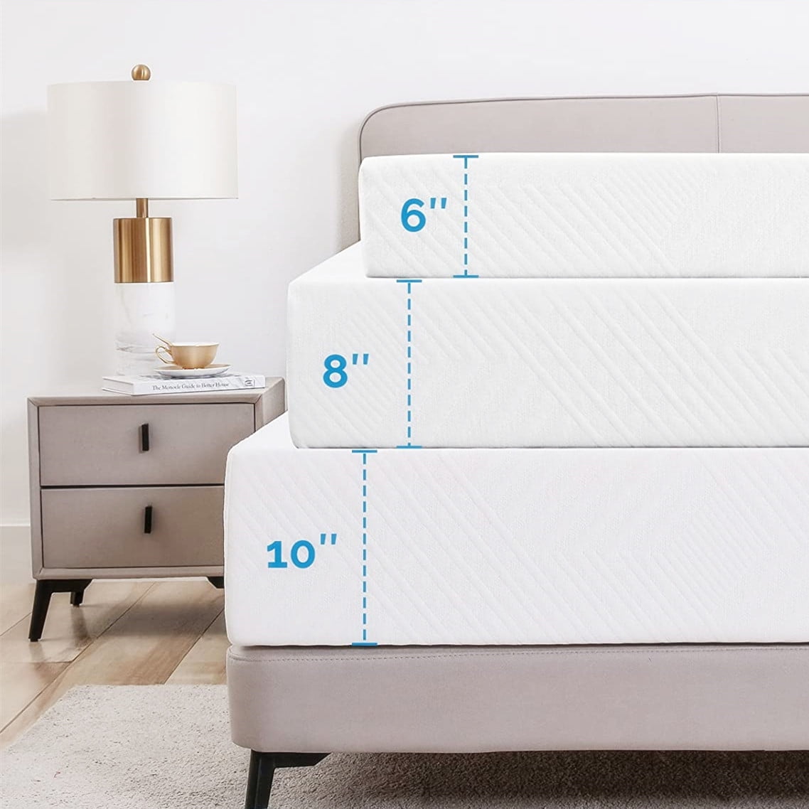 10" RV Mattress King Size for RVs, Campers & Trailers, 80"L x 72"W x 10"Th, Memory Foam Mattress in a Box