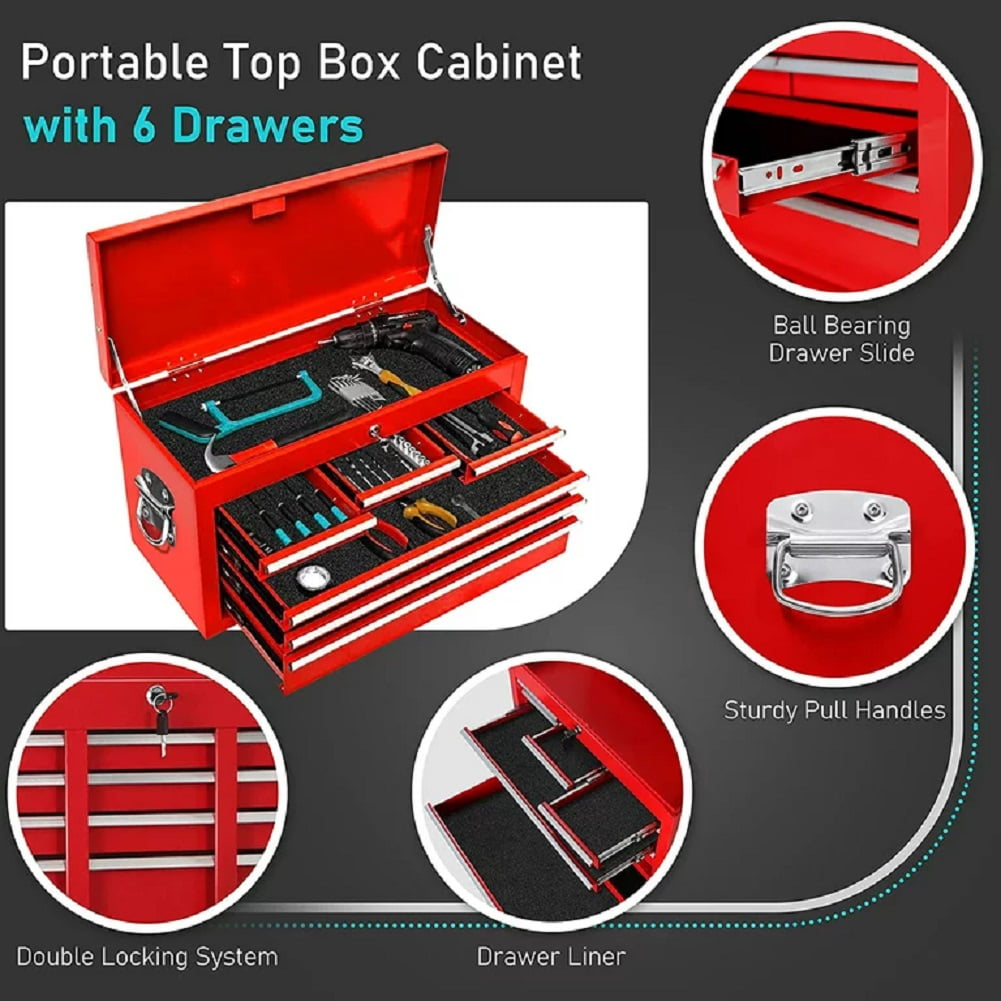 2-IN-1  Tool Chest & Cabinet, Large Capacity 8-Drawer Rolling Tool Box Organizer with Wheels Lockable, Red