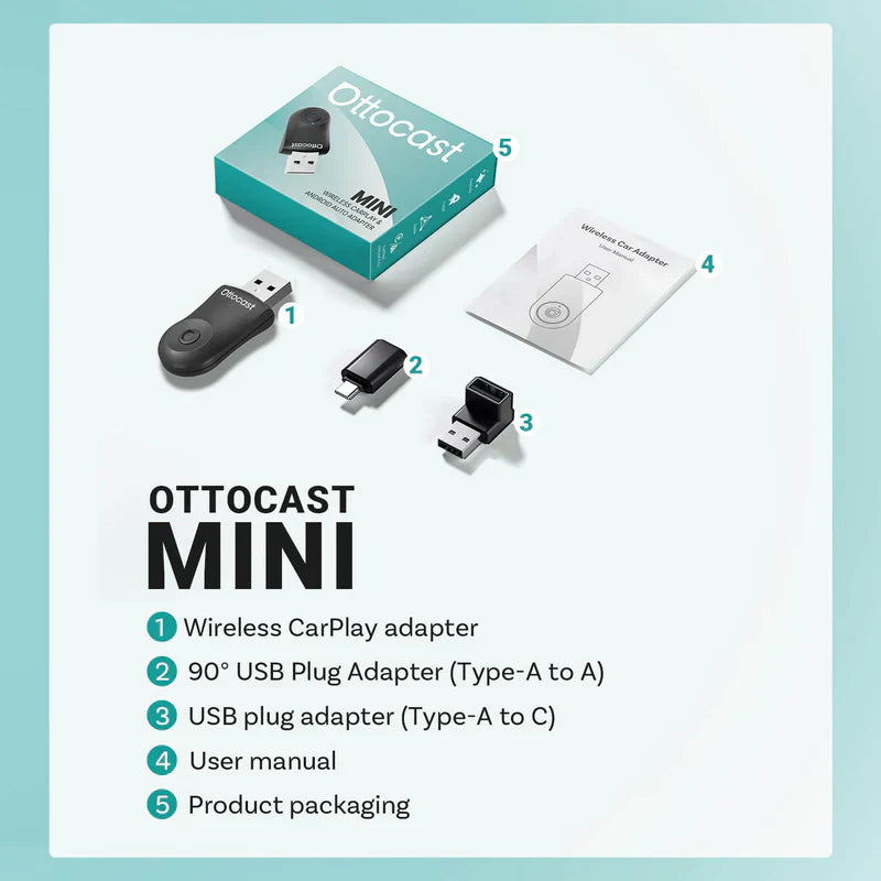 (Early Brid Price Save 40%) 2025 Ottocast Mini wireless CarPlay Android Auto Adapter